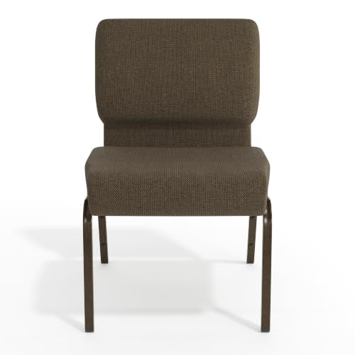 Flash Furniture HERCULES Series 21''W Stacking Church Chair in Brown Fabric - Gold Vein Frame - color: Brown Fabric/Gold Vein Frame, size: Set of 1