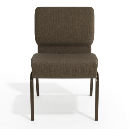 Flash Furniture HERCULES Series 21''W Stacking Church Chair in Brown Fabric - Gold Vein Frame - color: Brown Fabric/Gold Vein Frame, size: Set of 1