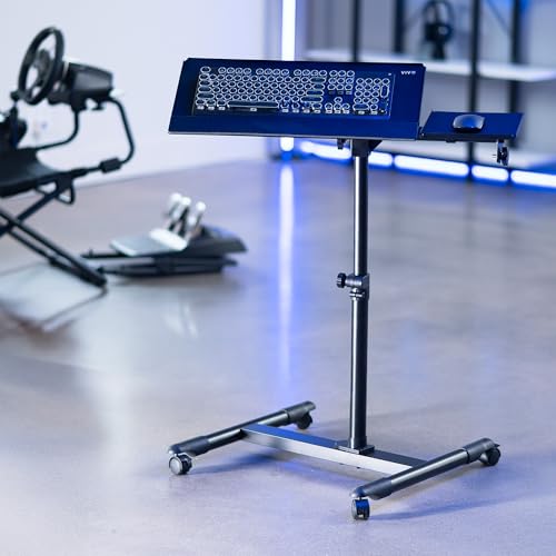 VIVO Black Mobile Keyboard Tray and Mouse Pad Cart, CART-KB1A