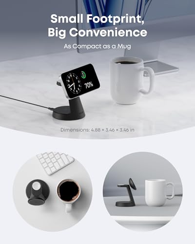 Anker MagSafe Charger Compatible, MagGo 3-in-1 Qi2 15W Charging Station | Wireless Charger, Magnetic Charging Stand for iPhone 17 / 16 / 15 Series, Apple Watch, AirPods, and More (Adapter Included) - color: Black