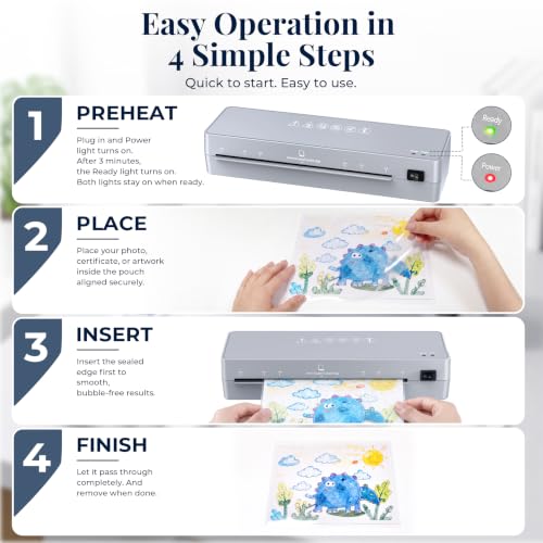 MAXDONE Laminator Machine 9-Inch - 5-in-1 Thermal Laminator Kit | with 50 Laminating Sheets, Fast Warm-Up, Paper Trimmer & Corner Rounder for Photos, Documents, Home, School & Office