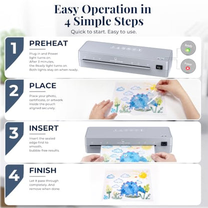 MAXDONE Laminator Machine 9-Inch - 5-in-1 Thermal Laminator Kit | with 50 Laminating Sheets, Fast Warm-Up, Paper Trimmer & Corner Rounder for Photos, Documents, Home, School & Office