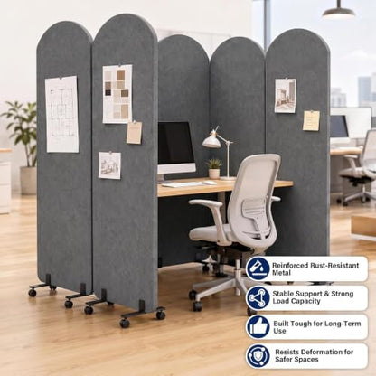3-Panel Portable Office Partition, Acoustic Wall Divider with whiteboard - color: Dark Gray, size: 3 Panel with Whiteboard