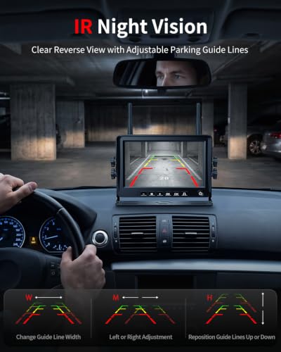 Wireless Backup Camera for Rvs 1080P, BSD Alert, AI Detection, 6X Zoom