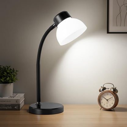 Desk Lamps for Home Office,Small LED Reading Lamp,5000K Eye-Care Desk Light | Desk Lamps for College Dorm, Kids Study Table, Bedroom , Flexible Gooseneck, Compact Small Table Lamp, Space-Saving Design - color: Black