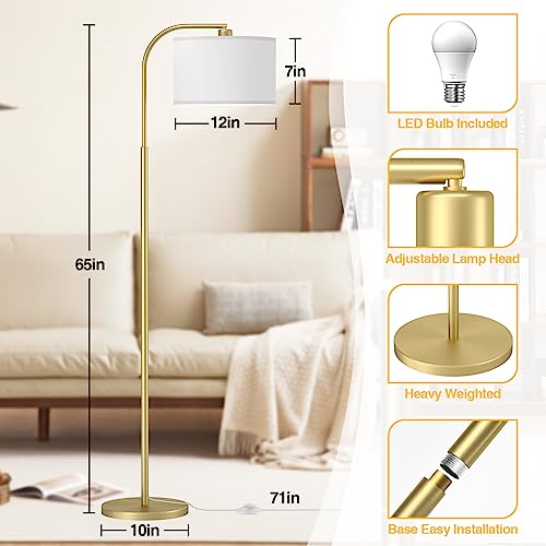 Gold Floor Lamp, Arc Floor Lamps for Living Room - color: Gold