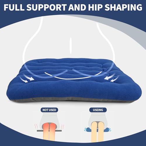 BUYUE Good Support Office Chair Cushion Padded, Soft Velvet Comfortable Non-Slip Seat Cushion for Computer Desk Kitchen Chair (1 Count, Blue) - color: Blue
