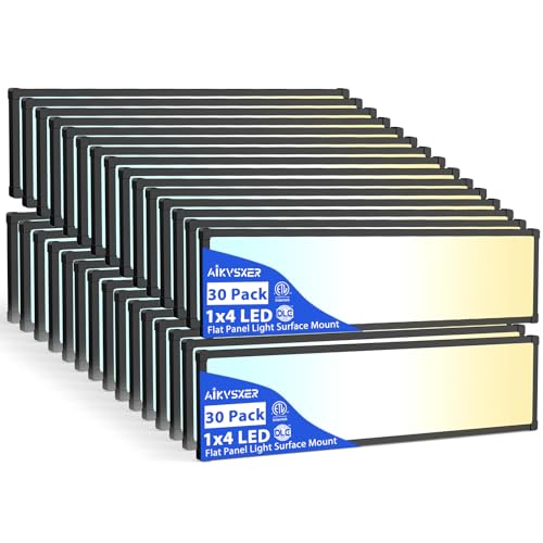 AIKVSXER 30Pack 1x4 LED Flat Panel Light, 6500LM Ultra-Bright, 30-50W Black - color: Black, size: 1x4ft-30P