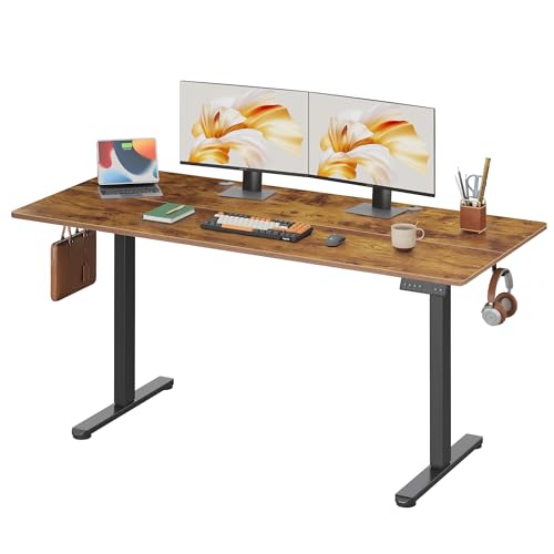 DEVAISE 63 Inch Standing Desk with Split Top, Computer Desk, Rustic Brown - color: Rustic Brown, size: 63 Inch