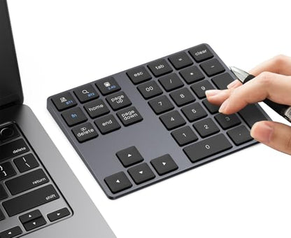 JOYEKY Wireless Number Pad Bluetooth Numeric Keypad for Laptop | Number Pad for Laptop,USB-C Rechargeable,34-Keys Bluetooth Numeric Keypad - size: L330