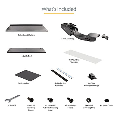 StarTech Under Desk Keyboard Tray, 10" x 26" Platform (KBTRAYADJ2) | Full Motion & Height Adjustable Keyboard and Mouse Tray, Mount Computer, Pad Wrist Rest - style: Full Motion