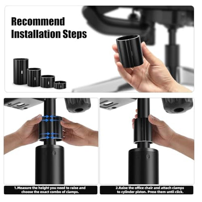 Office Chair Cylinder Replacement - Sytopia Fix Sinking Office Chairs, 4 Pieces Clamps Prevent Office Chair Cylinder from Sinking, up to 5 Inches, No Tools required, Only fits 28mm Piston