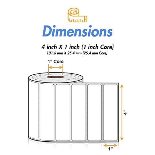 OfficeSmartLabels 4" x 1" Direct Thermal Labels - size: 1 Inch Core - 4 x 1 - 10 Rolls