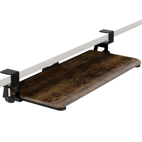 Keyboard Tray Under Desk, Keyboard Holder&Drawer with C-Clamp 25.6"x11.8" - color: Rustic Brown