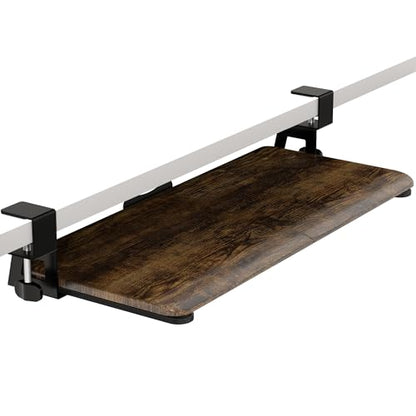 Keyboard Tray Under Desk, Keyboard Holder&Drawer with C-Clamp 25.6"x11.8" - color: Rustic Brown