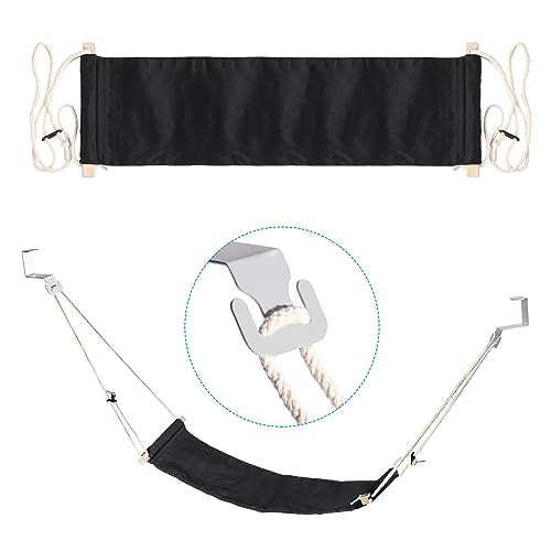 PATIKIL Foot Hammock Under Desk, Adjustable Foot Rest Sling with Hooks Portable Desk Footrest for Airplane Travel Home Office, Black Style 1 - color: Black