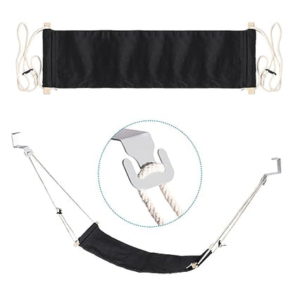 PATIKIL Foot Hammock Under Desk, Adjustable Foot Rest Sling with Hooks Portable Desk Footrest for Airplane Travel Home Office, Black Style 1 - color: Black