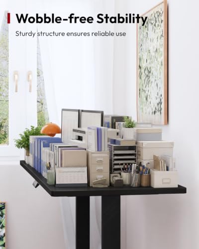 SANODESK 40''x24'' One-Piece Height Adjustable Electric Standing Desk - color: Black Frame+ Black Top, size: 40x24
