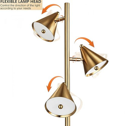 Floor Lamp with 3 Rotatable LED Lights，Magnetic Remote，and 5 Color Temperatures - color: Bronze