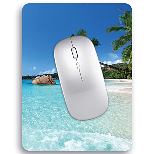 Small Mouse Pad 6 x 8 Inch, Audimi Mini Mouse Pad Thick for Laptop Wireless Mouse Home Office Travel, Portable & Washable (Beach) - color: Summer Beach