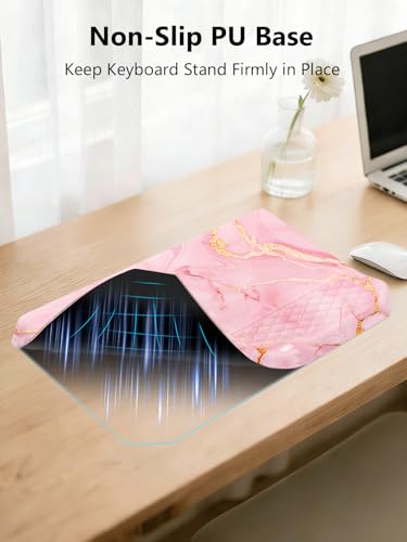 2-in-1 Ergonomic Keyboard Stand with Wrist Rest, Pink Marble - color: Pink Marble