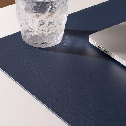 Nekmit Leather Desk Blotter Pad 36 x 20 Inches, Flat, Non-Slip, Waterproof, Blue - color: Blue, size: 36" x 20"