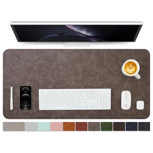 Distressed Leather Desk Mat - Non-Slip PU Desk Pad for Office and Home - Desk Organization and Accessories - Ideal for Large Mouse Pad and Desk Mats on Top of Desks(Slate Gray,36"x 17") - color: Slate Gray, size: 36" x 17"