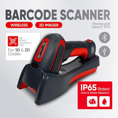 Honeywell Granit Heavy-Duty Industrial-Grade Area-Imaging Handheld Barcode Scanner Kit (Wireless, Extended Range (1911i), USB)