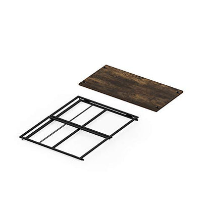 FURINNO Riau No Tool/No Assembly/Folding Metal Frame Computer Desk, Rustic Oak/Black - color: Rustic Oak/Black, size: 39 inches