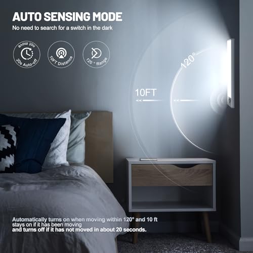 6 Pack Under Cabinet Lighting, 32 LED Motion Sensor Light Indoor Rechargeable Magnetic Closet Lights Battery Operated, Under Counter Lights for Kitchen, Wardrobe, Hallway, Stairs White Light - color: White Light, size: 8inch