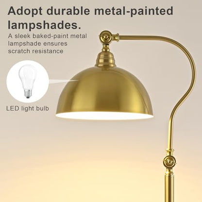 Bright Reading Floor Lamp with Remote and Bluetooth Dimming | Adjustable Brightness and Color temperature, Brass Gold Brushed Iron Lampshade, Standing Lamp for Living Room Bedroom Office - color: Gold Remote Dimming