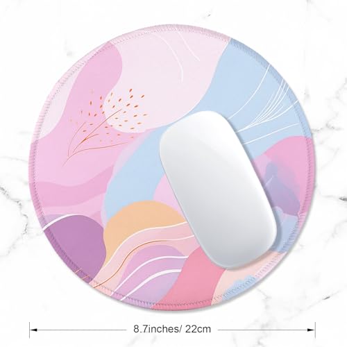 ITNRSIIET Round Mouse Pad with Stitched Edge Premium-Textured Waterproof Non-Slip Rubber Base Desktop Protection Mat Diameter 8.7 inches, Art Style Pattern - color: A02-Art Style Pattern