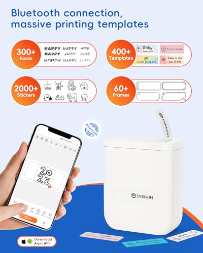 D110 Label Maker Machine with Tape, Bluetooth Mini Label Maker with Various Templates, Wireless Portable Small Label Printer for Home, Office, School, White - color: A-White