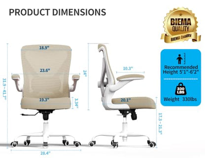 Ergalithic Office Chair: Mesh Ergonomic Desk Chair with 3D Lumbar & Swivel - color: Khaki Beige, size: Pack of 1
