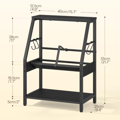 HOOBRO Desktop Bookshelf, 3-Tier Desk Organizer Shelf, Small Office Shelves - color: Black