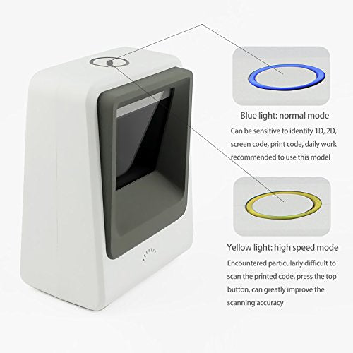 2D Barcode Scanner,Symcode Omnidirectional Hands-Free USB Barcode Reader Scanner for Mobile Payment Computer Screen Scan - color: White