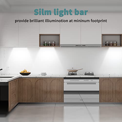 ASOKO Under Cabinet Light Plug in, Dimmable 5000K, 4 Pack 12 inch - color: Cold White 5000K, size: Manual switch-4 pack