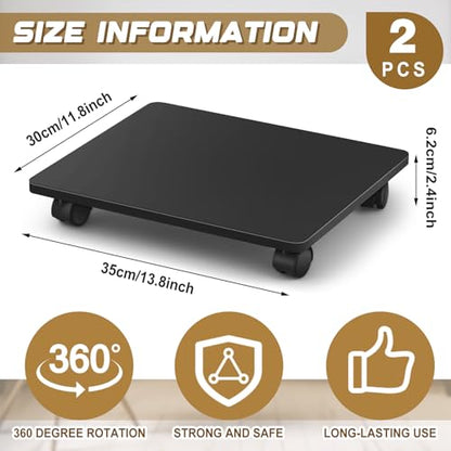 Beeveer 2 Pcs Black Under Desk Printer Stand 13.8 x 11.8 x 2.4 Inches - color: Black, size: 13.8 x 11.8 x 2.4 Inches