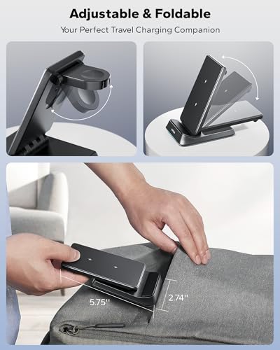 KPON 3 in 1 Charging Station for Samsung, Wireless Charger for Thick Cases, Foldable Phone and Watch Charger Stand for Galaxy S26/S25/S25 Ultra/S24/Z Fold/Android Devices, Galaxy Watch and Earbuds