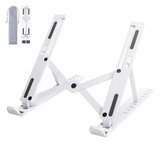 Laptop Stand for Desk, Adjustable Foldable Portable Laptop Riser, ABS+Silicone Ventilated Cooling Notebook Holder for 10-17.3” Laptops & Tablets (White) - color: White
