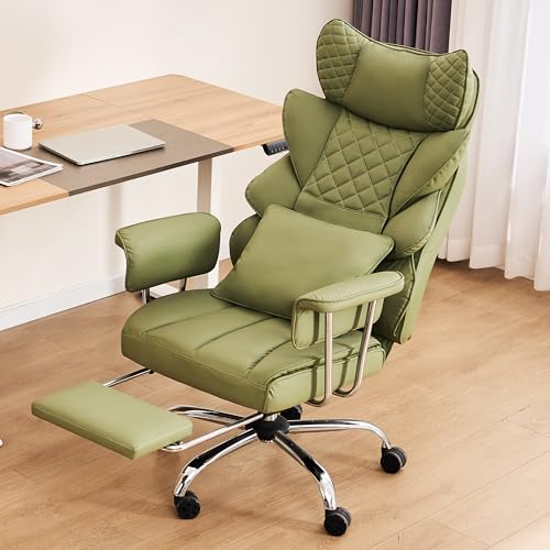 500 Lbs Kneading Massage Office Chair with Foot Rest Reclining Green | Ergonomic Computer Chair, High Back Thick Cushion, Big & Tall, Comfy Leather, Heavy Duty Home Executive - color: Green