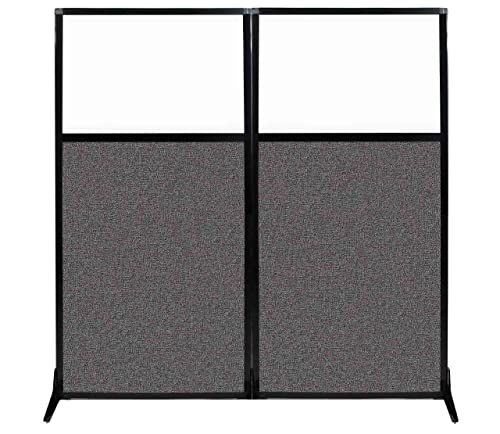 Versare Workstation Partition | Portable Wall Divider | Modern Office Cubicle | Free Standing Privacy Screen | Flexible Work Space | 66" x 70" W/Window, Charcoal Gray Fabric Panels - color: Charcoal Gray, size: 66" Wide x 70" Tall W/ Window