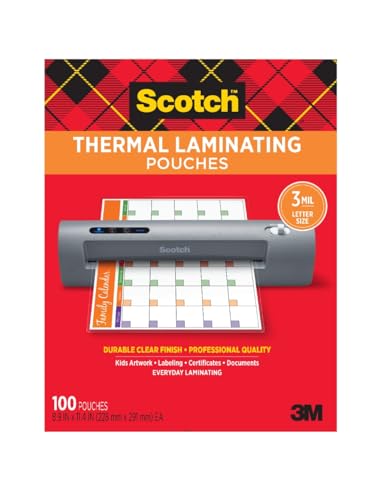 Scotch Thermal Laminating Pouches, 8.9 x 11.4 Inches, Letter Size Sheets, (Pack of 600) - size: 600-Pack