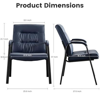 Big&Wide Office Guest Reception Chair Set of 6, Conference Room Chairs Waiting Room Chairs 6 Pack, Modern Leather Office Desk Chair No Wheels(Navy Blue) - color: Navy Blue, size: 6 Pack