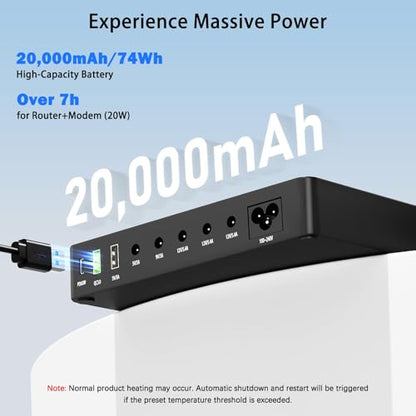 Wbacon 14 PCS Mini UPS 20000mAh Battery Backup & Surge Protector