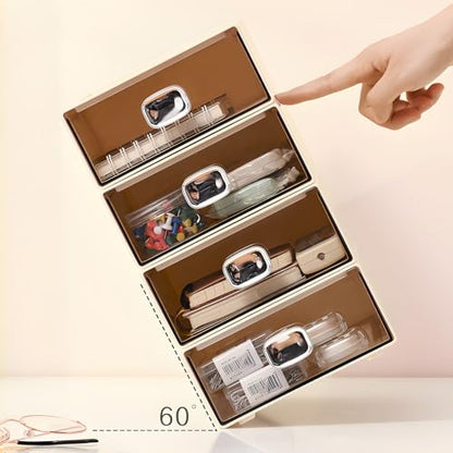 Desktop Storage Drawers, Plastic Countertop Printer Paper Organizer - color: 1 Large Drawer, Cream
