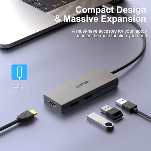USB C Hub, 4 in 1 USB C to HDMI Multiport Adapter, with 4K HDMI, USB 3.0/2 2.0 Port Compatible with MacBook Pro/MacBook Air M1 2020 and More Type C Devices - size: 4 in 1 USB C HUB