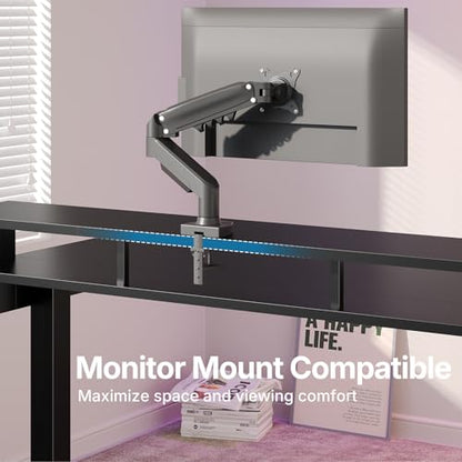HUANUO 55″ x 26″ Electric Standing Desk with 2 Drawers &24.4″ Large Keyboard Tray, C-Clamp Mount Compatible, Adjustable Computer Desk for Office, Sit Stand Up Desk with 4 Height Presets, Black - color: Black, size: 55*26 inch
