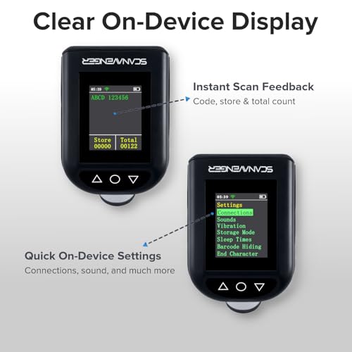 ScanAvenger Wireless Portable 1D with Stand Bluetooth Barcode Scanner: Hand Scanner 3-in-1, Cordless, Rechargeable Scan Gun for Inventory (1D&2D with LCD Display and Upgraded Next Gen Stand) - style: 1D&2D with LCD Display and Upgraded Next Gen Stand
