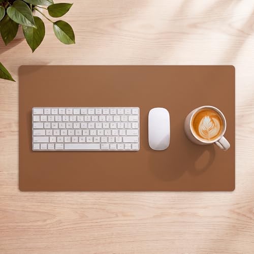 AFIING Leather Desk Mat, Brown, 23.6" x 13.8", Desk Pad Protector - color: Brown, size: 23.6" x 13.7"